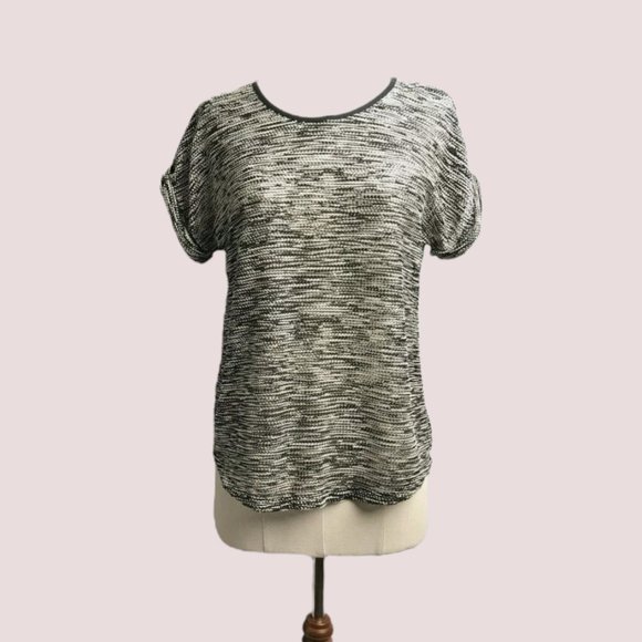 Country Road | Size S/M | Black & White Knit Short Sleeve Top - Picture 2 of 7